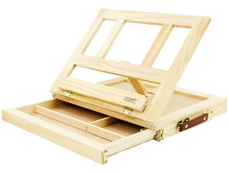 Portable Wooden Tabletop Easel – Artist Sketch Box for Painting and Craft Supplies